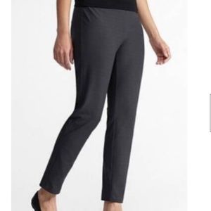 Eileen Fisher: Side Zip Charcoal Melange Stretch Wool Slim Pants